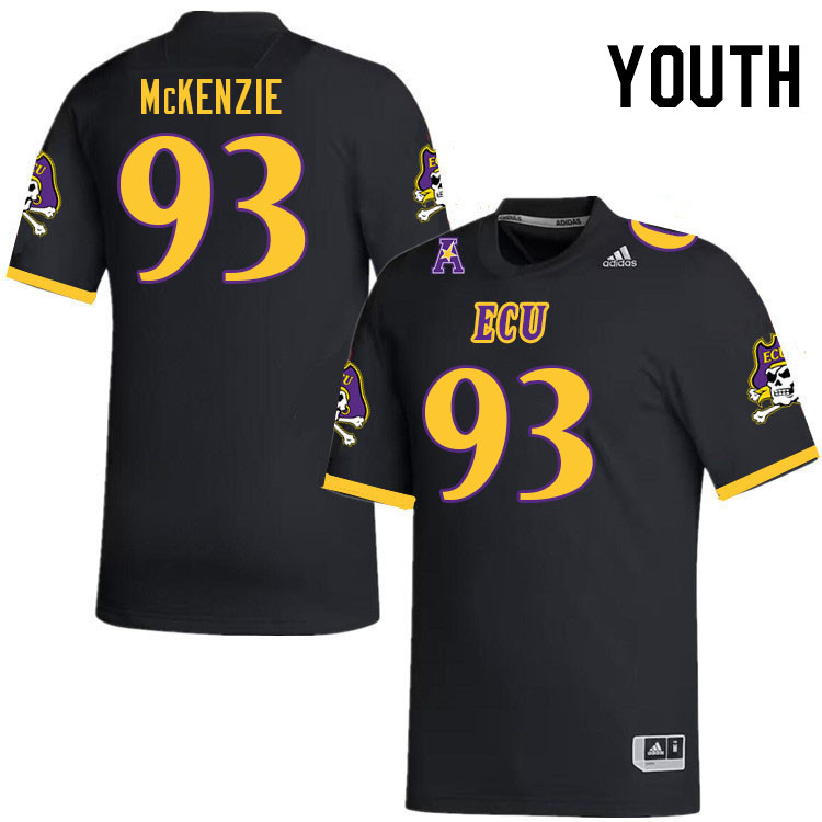 Youth #93 Jaden McKenzie ECU Pirates College Football Jerseys Stitched-Black